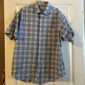 Peter Millar Blue and White Plaid Men's Shirt